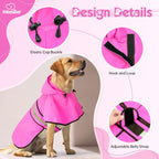 Waterproof pet rain jacket with adjustable belly straps for extra large dogs