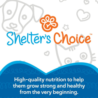 Shelter's Choice kitten milk replacer bag showing nutritional benefits and directions