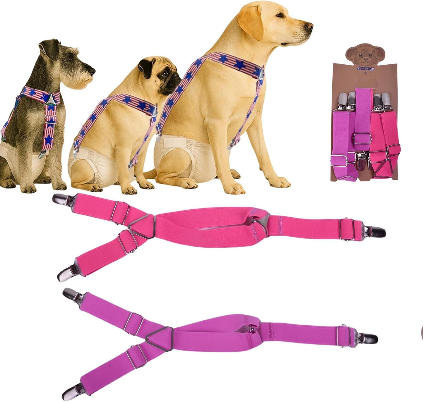 2pcs Non-Slip Dog Diaper Suspenders with Clips | Stretchy Adjustable Suspenders for Female and Male Disposable and Washable Diapers | Fits Small, Medium and Large Size Pets - Image 11