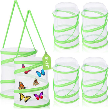 Sherr 6 Pack Butterfly Habitat Cage front view showing the clear white mesh pop up design