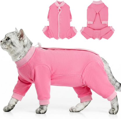 QBLEEV Cat Recovery Suit for Post Surgery, Spay Neuter Suit for Cats, Soft Stretchy Cotton Cat Onesie for Skin Diseases, Anti-Lick Surgical Shirt Pajamas for Abdominal Wound, Kitten Cone Alternative - Image 12