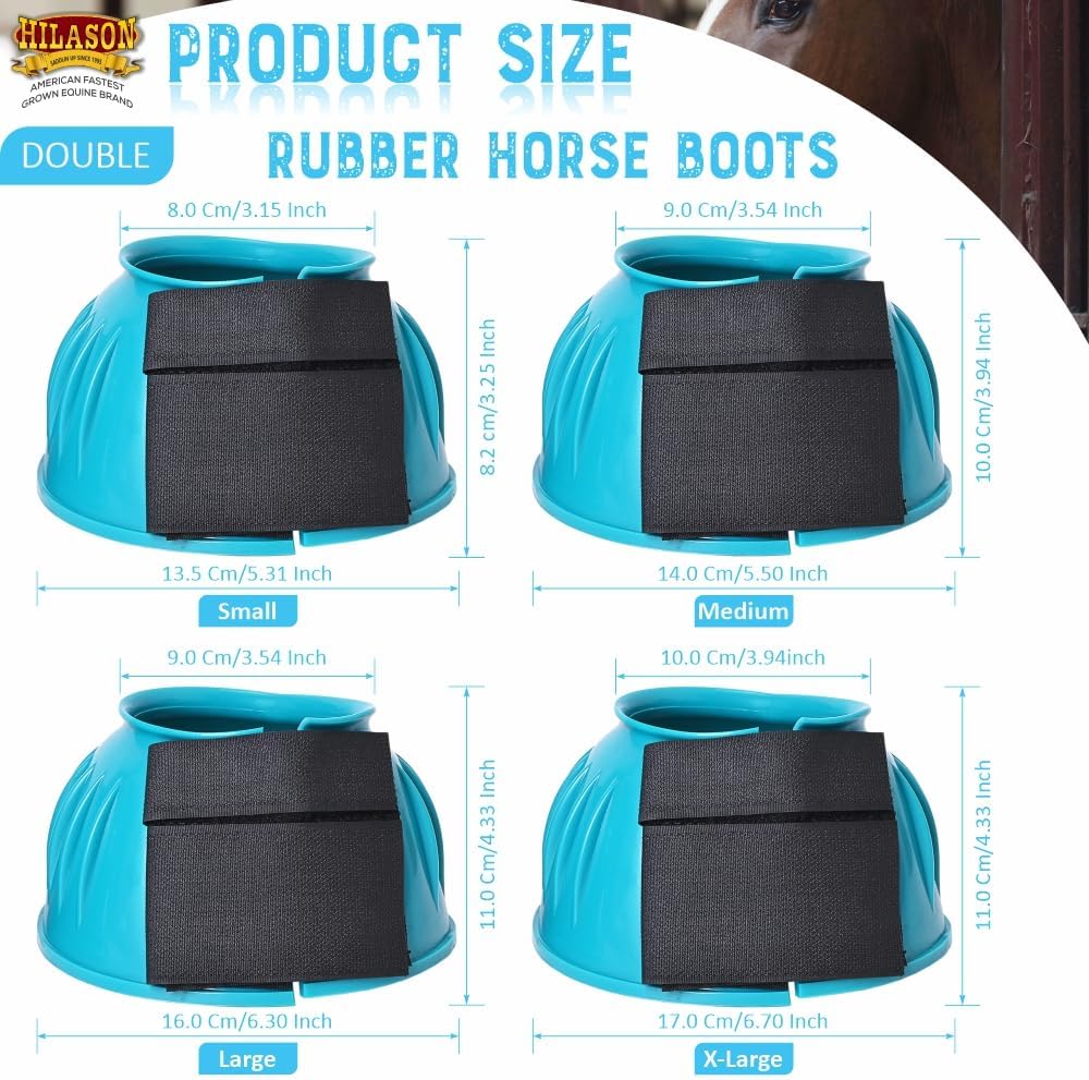Hilason shock absorbing rubber bell boots close up on velcro closure