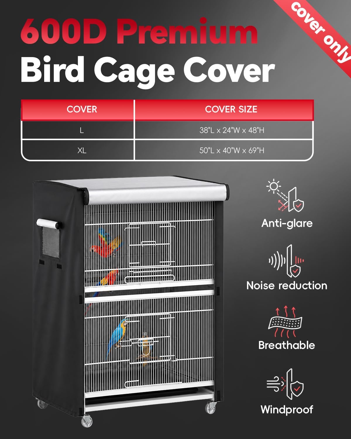Close up of the breathable mesh ventilation window on the APOLAI 7 blackout bird cover