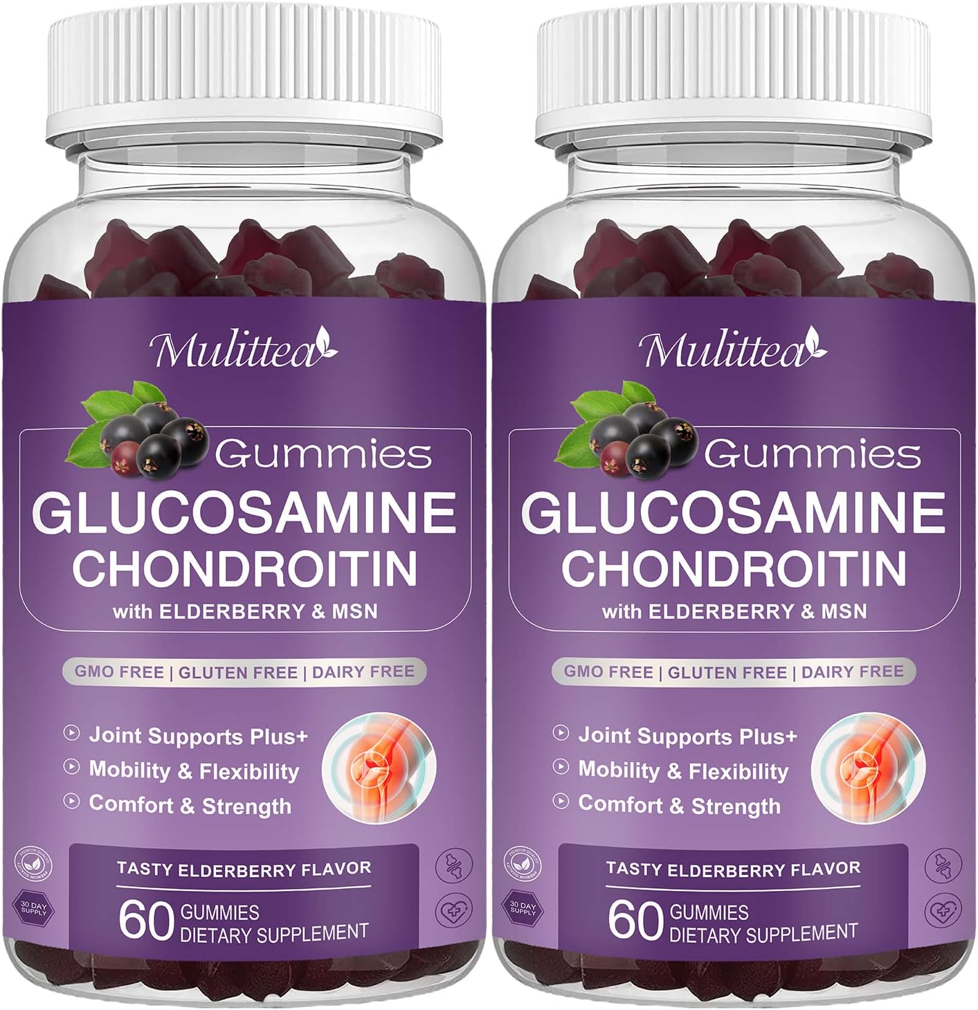 Mulittea Glucosamine Chondroitin Gummies front view packaging