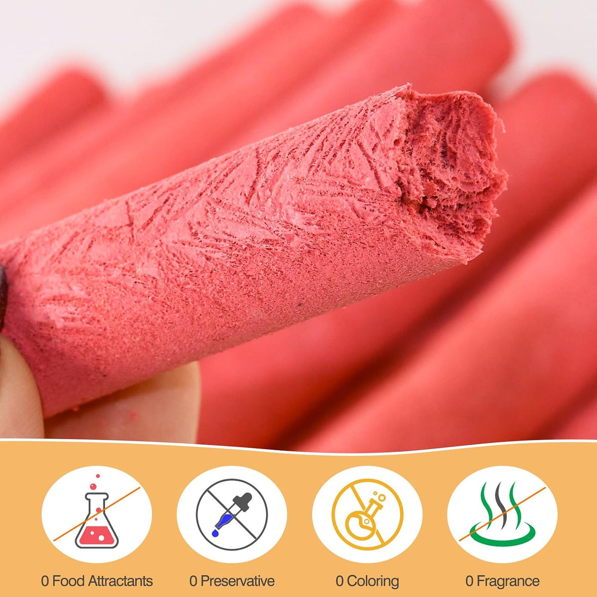 Texture of freeze dried chicken sticks for cat dental health
