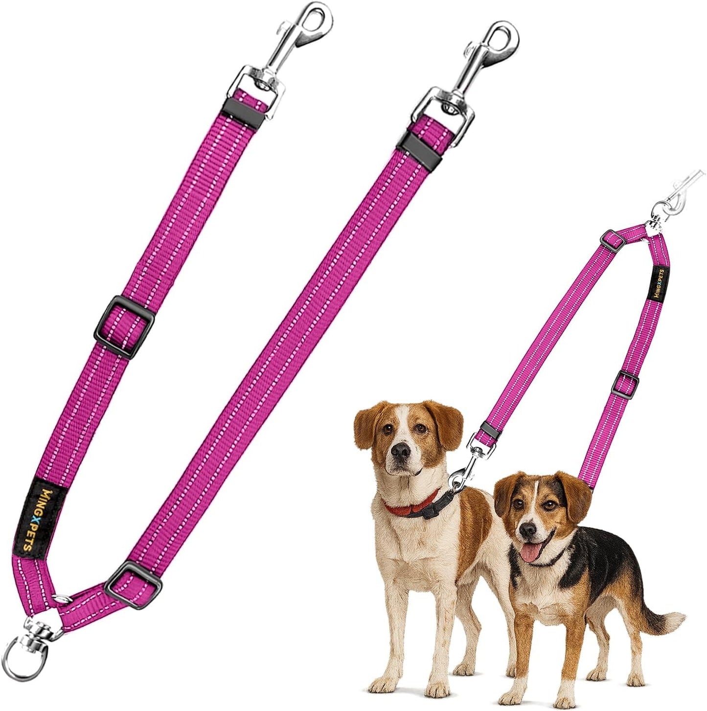 MingXpet Double Dog Leash for Two Dogs, No Pull Dog Leash, 360 degrees Swivel No Tangle for Small Dogs Walking & Training, Shock Absorbing Reflective Bungee, Black - Image 13