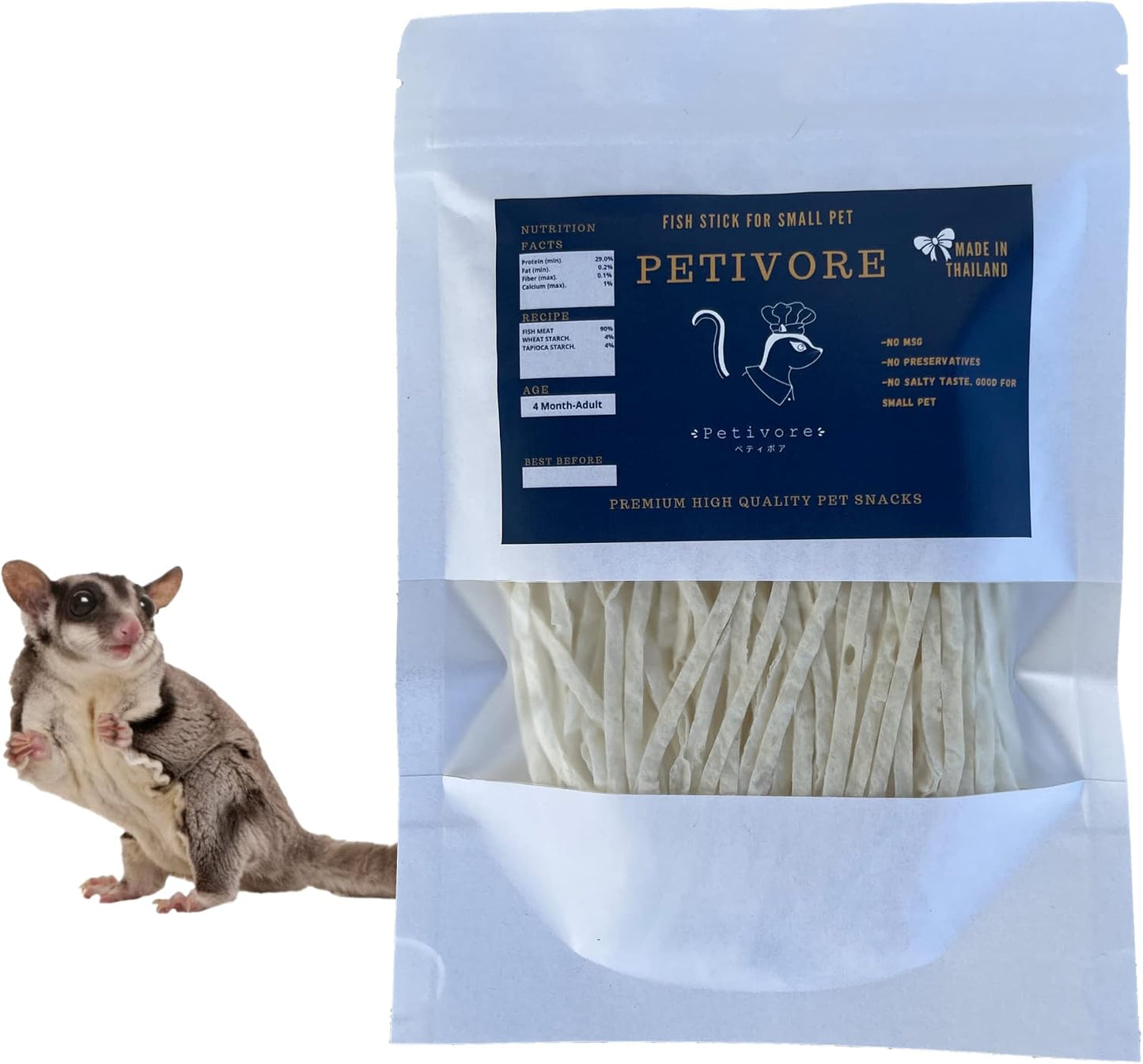 PETIVORE Premium Fish Stick front view packaging showcasing exotic pet food recipe