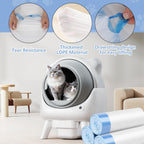 Side view of the automatic cat litter box liner dimensions measuring 26 inches by 11.8 inches.