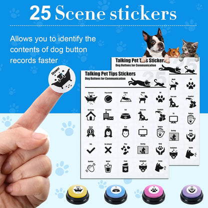 Jerify sixteen pieces recordable pet buzzers set with fifty descriptive scene labels.