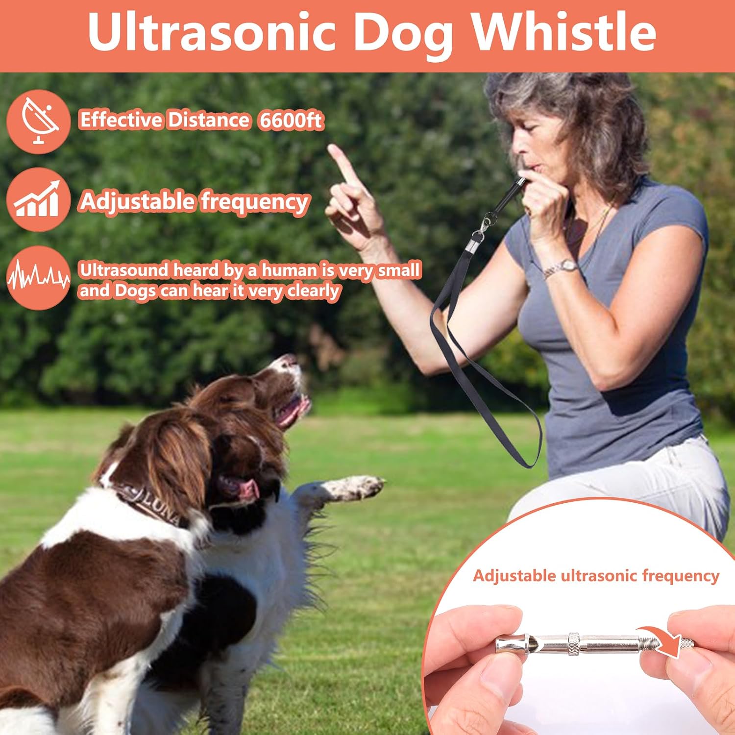 Two in one whistle clicker tool included in the complete puppy training package.