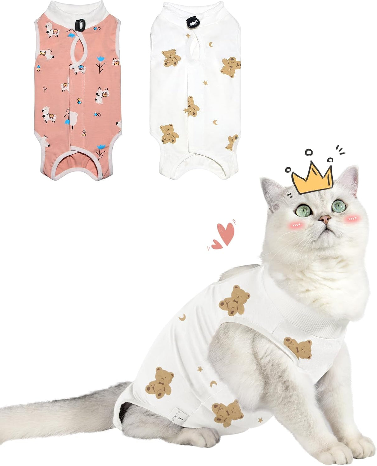 2 Pack Cat Spay Recovery Suit Female, Breathable Cat Onesie for Cats After Surgery Female, Kitten Surgery Recovery Suit for Abdominal Wounds - Image 9