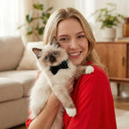 ECNHIVE soft velvet pet neckband with detachable silver bell and decorative bowtie