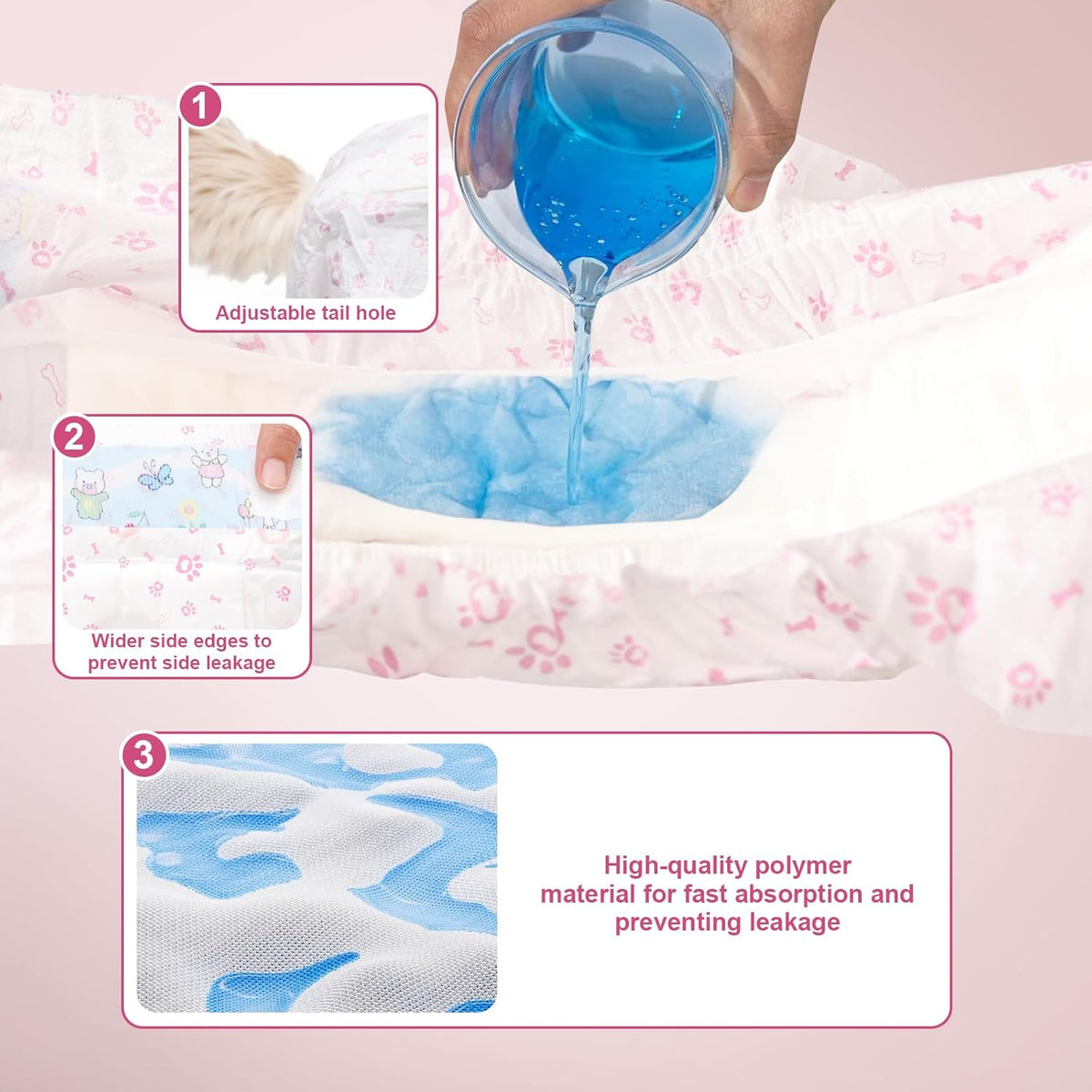 Super absorbent dog diapers for small female dogs with leak protection