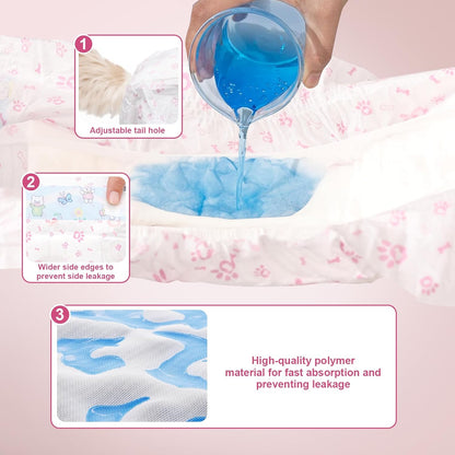 Super absorbent dog diapers for small female dogs with leak protection