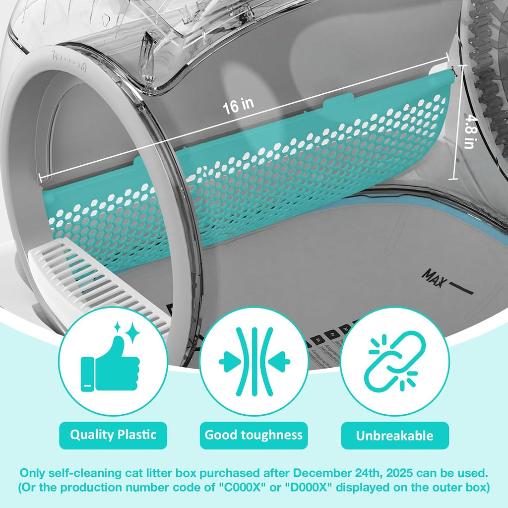 DuckSky replacement mesh screen for self cleaning cat litter boxes side profile view.