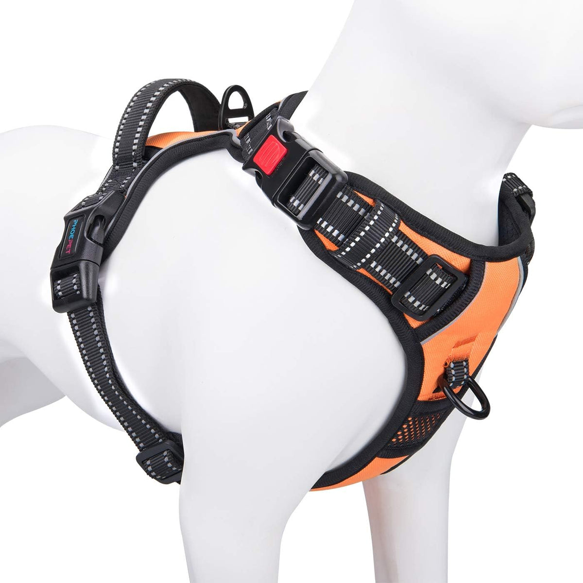 PHOEPET No Pull Dog Harness Medium Reflective Front Clip Vest with Handle,Adjustable 2 Metal Rings 3 Buckles,[Easy to Put on & Take Off](M, Orange) - Image 11