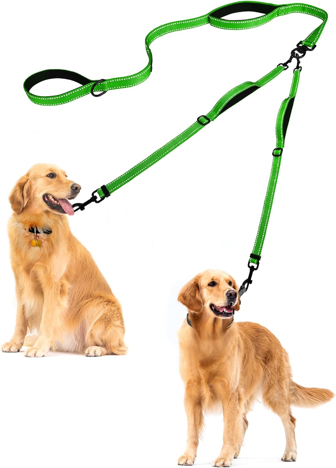 PetBonus Double Dog Leash, No Tangle Dual Leash, Reflective Walking Training Lead, 4 Comfortable Padded Handles for 2 Dogs with Collapsible Bowl and Waste Bags (Black, Large) - Image 9
