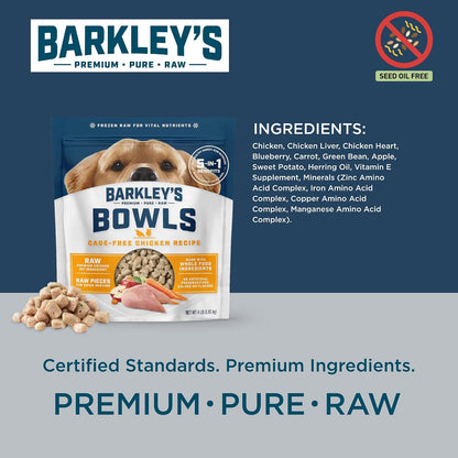 Raw dog food nuggets from Barkley's Bowls on a plate