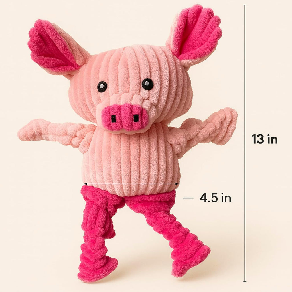 Durable plush dog toy with reinforced seams