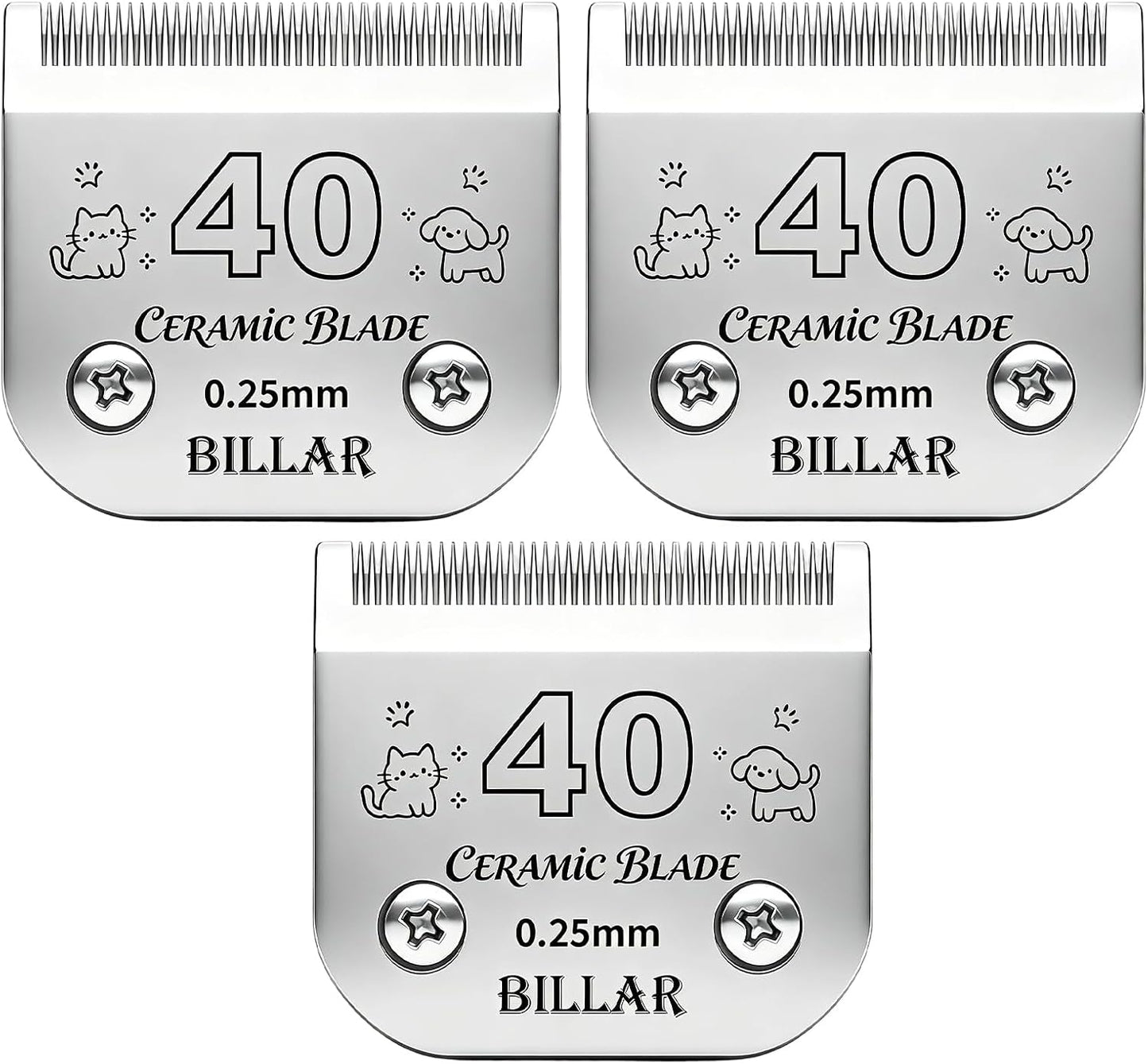 BILLAR heat resistant stainless steel detachable pet blade for quiet grooming.