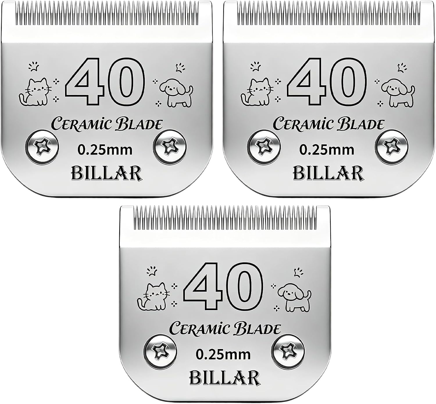 BILLAR heat resistant stainless steel detachable pet blade for quiet grooming.