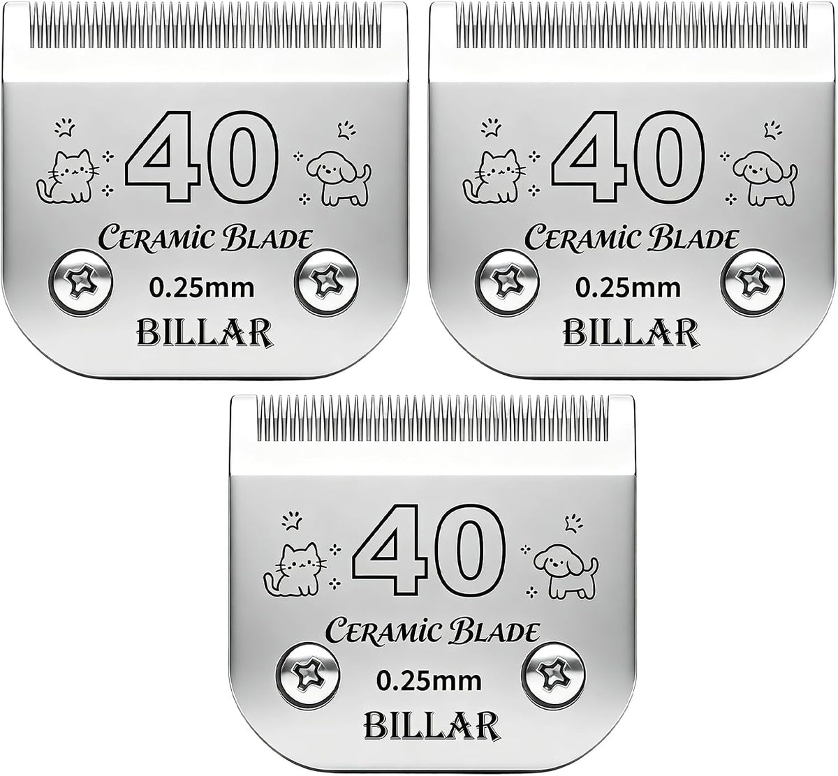 BILLAR heat resistant stainless steel detachable pet blade for quiet grooming.
