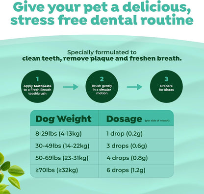 Naturally derived dog teeth cleaning gel back label showing ingredients