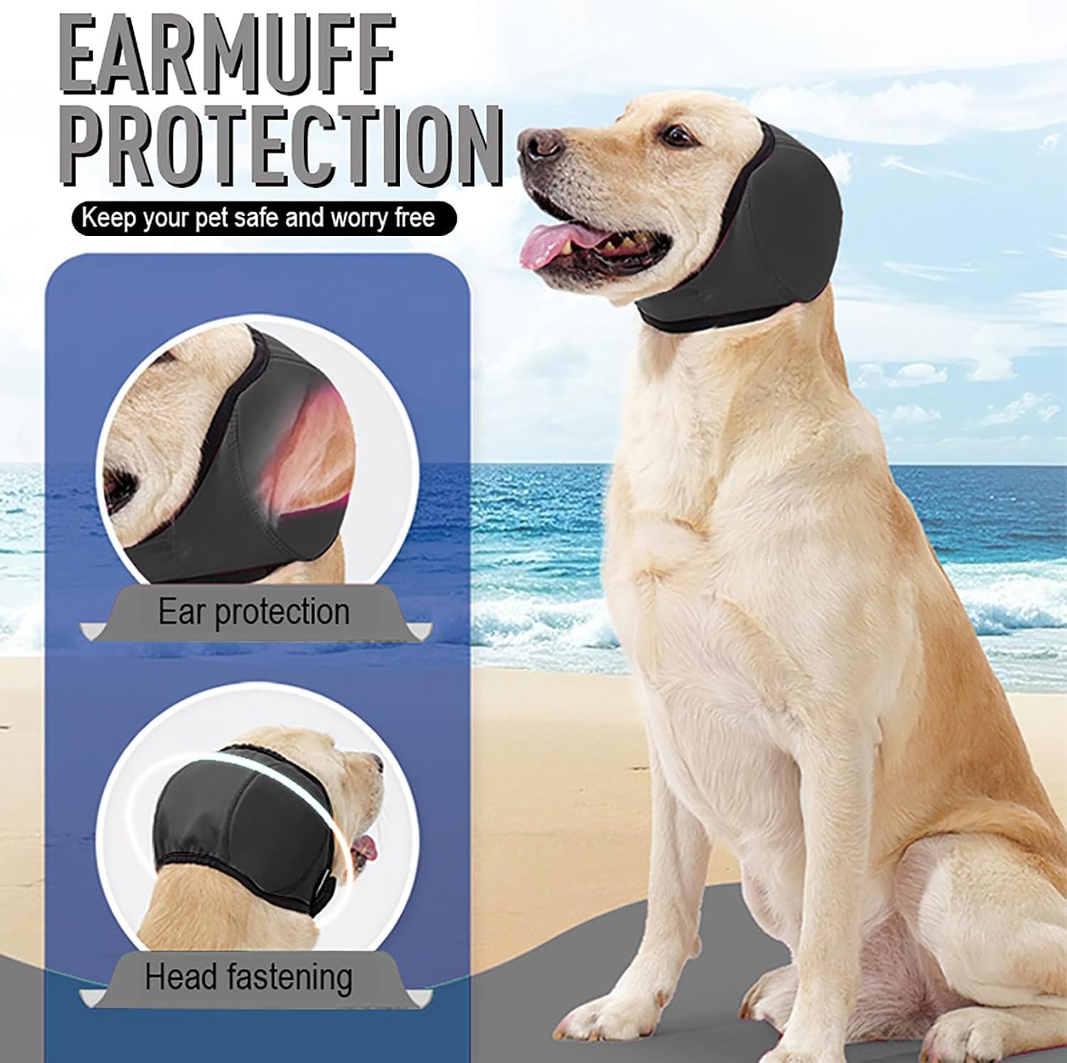 SJTYDX soft quiet dog headband close up showing breathable diving fabric