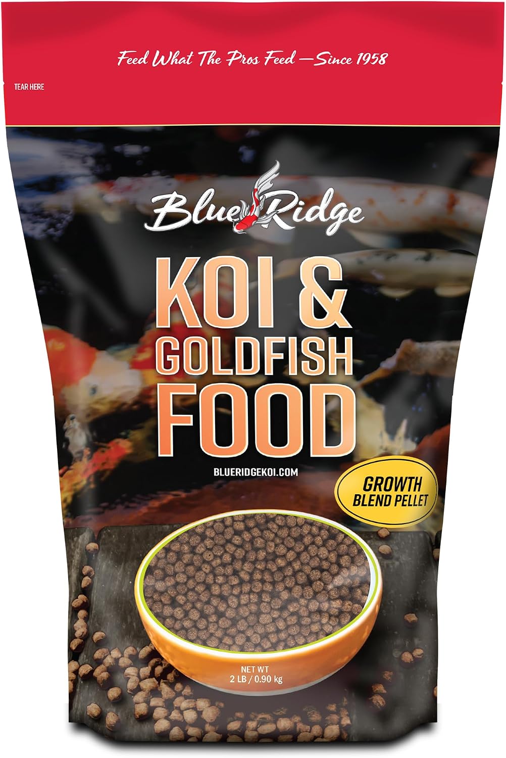 Blue Ridge Koi and Goldfish Growth Formula 2 pound bag front view