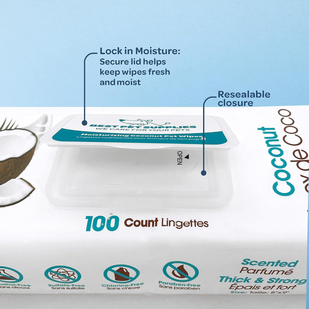 Durable eight by nine inch pet deodorizing wipes packaging detailed view