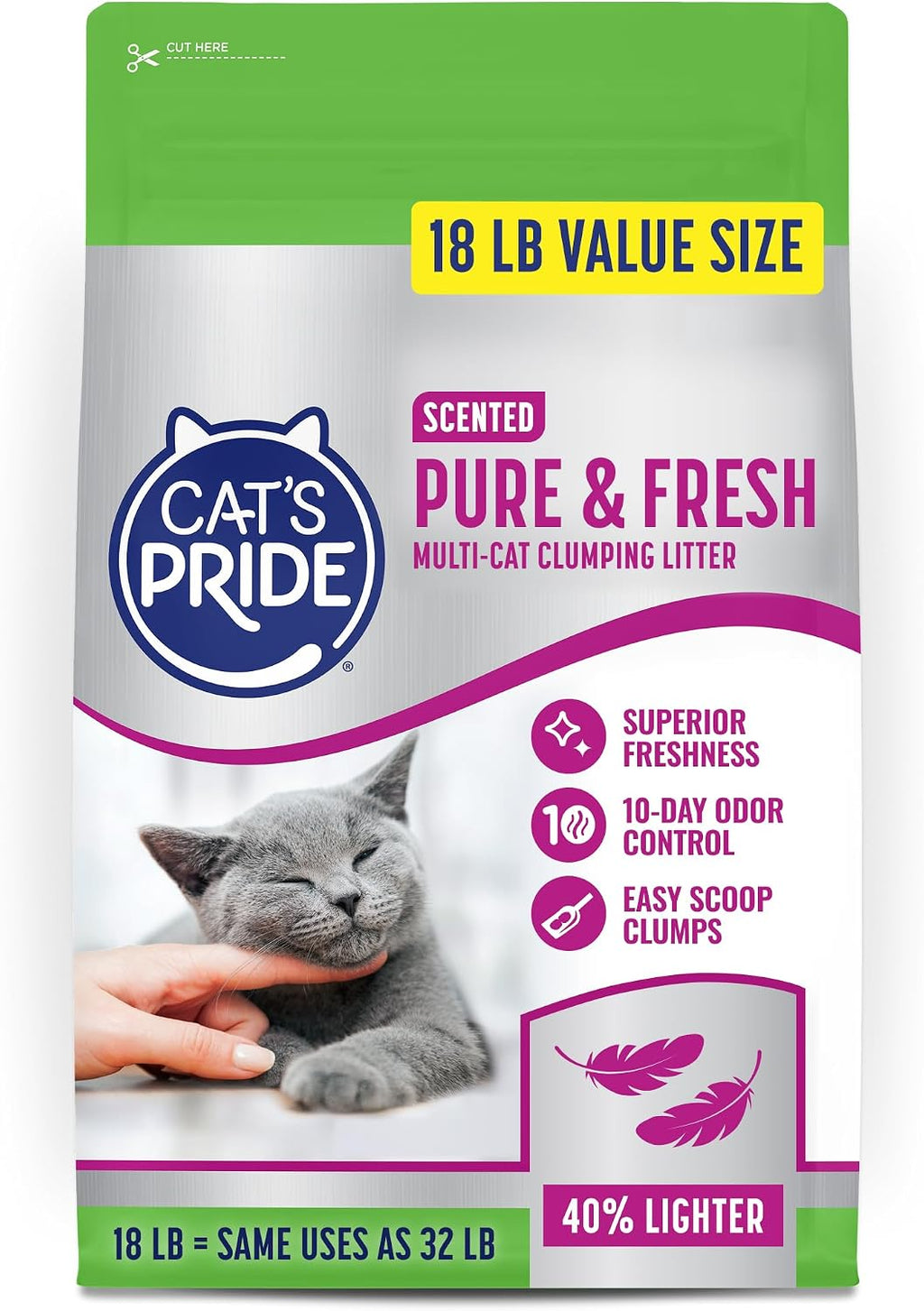 Cat's Pride Premium Lightweight Clumping Litter: Pure & Fresh - Up to 10 Days of Powerful Odor Control - Multi-Cat, Scented, 10 Pounds - Image 9