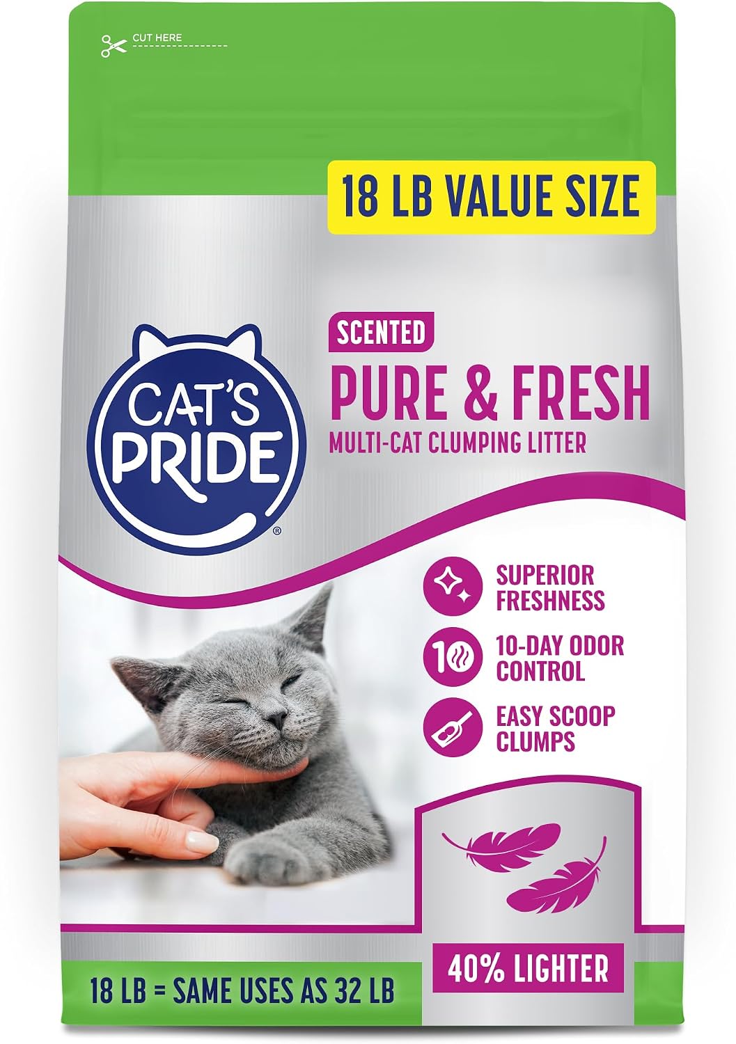 Cat's Pride Premium Lightweight Clumping Litter: Pure & Fresh - Up to 10 Days of Powerful Odor Control - Multi-Cat, Scented, 10 Pounds - Image 9