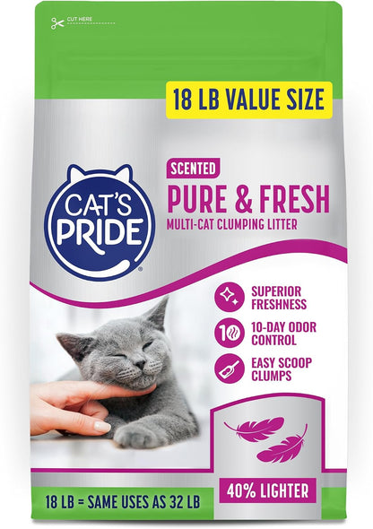 Cat's Pride Premium Lightweight Clumping Litter: Pure & Fresh - Up to 10 Days of Powerful Odor Control - Multi-Cat, Scented, 10 Pounds - Image 9