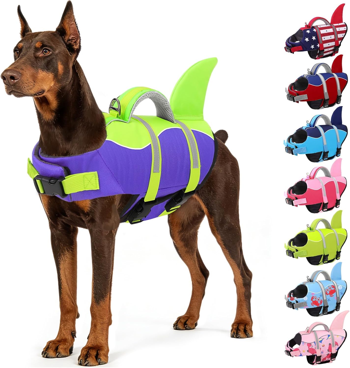 AOFITEE Dog Life Jacket, Dog Life Vest for Swimming, Shark Dogs Swimming Vest with Rescue Handle and Reflective Stripe, Ripstop Pet Float Coat Swimsuit Lifesaver Small Medium Large Dogs Pink XL - Image 14