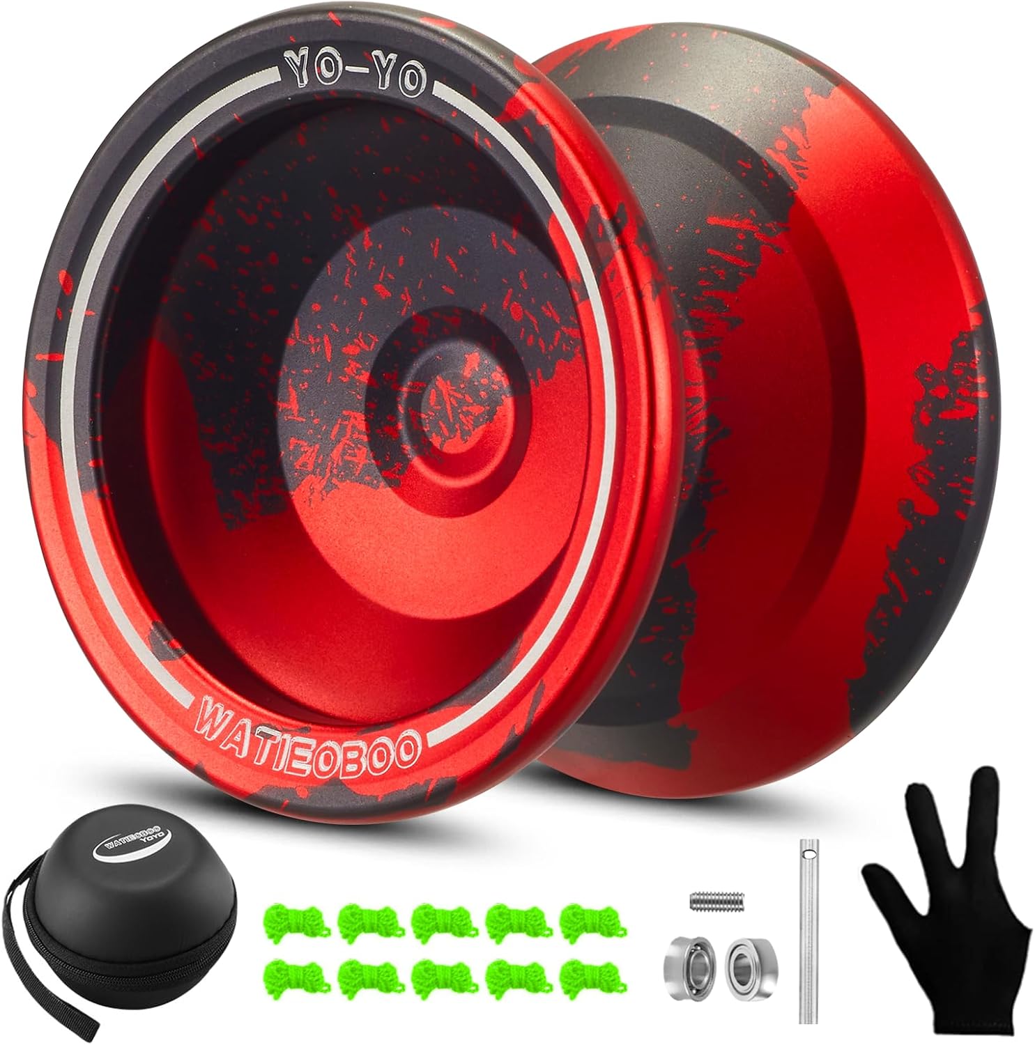 Watieoboo professional metal yoyo in black and red front view
