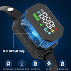 Smart wireless pet fence system displaying adjustable boundary yard settings.