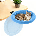 Pawaboo Cat Desk Bed, Sunken Cats Hammock with Steel Clamp Hold up to 40lbs, One-click Foldable Cat Side Table Beds with Soft Plush, Reversible & Washable Hanging Cats Bed for Game Office Home Desktop - Image 15