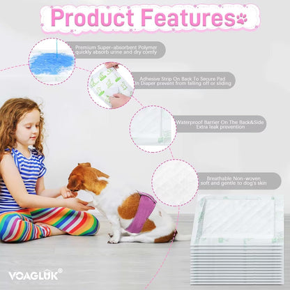VoagLuk dog diaper liners gel core technology demonstration for leak protection