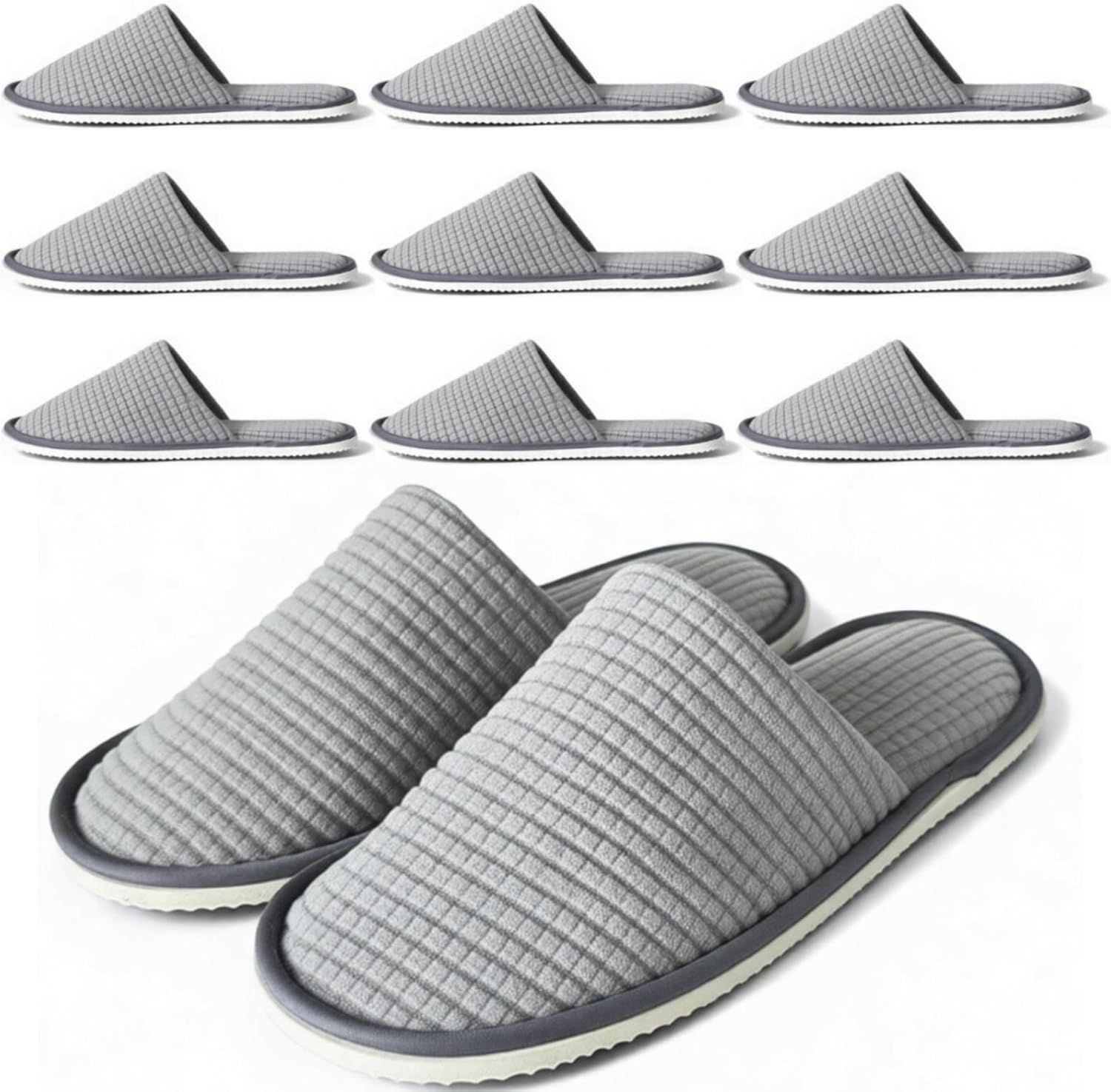 Anmerl 10 pairs disposable hotel slippers front view