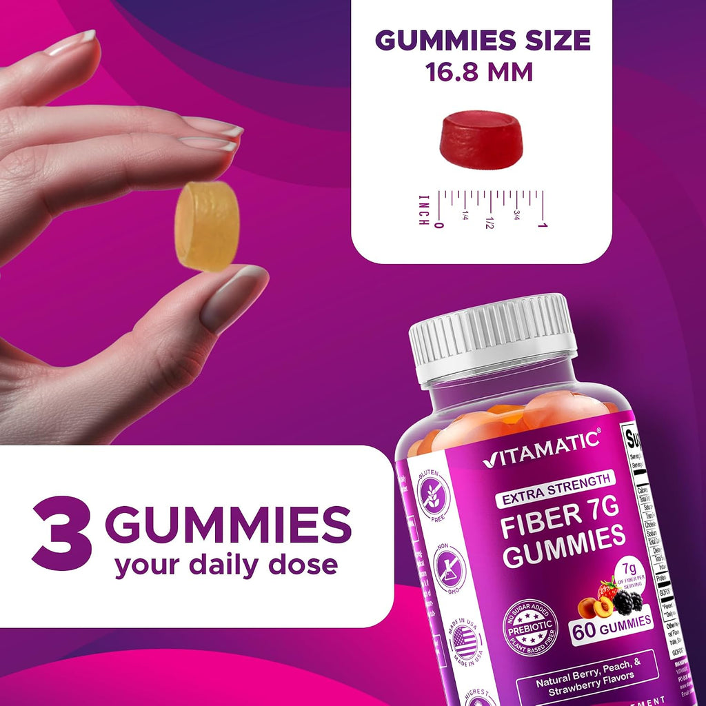 Vitamatic vegan fiber gummies close up of texture
