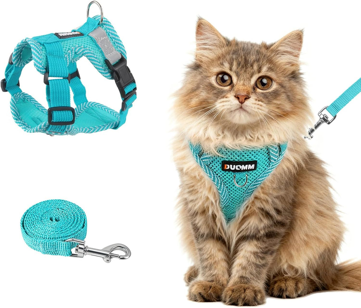 Secure packaging view of the Wanheart imported feline travel harness and leash set