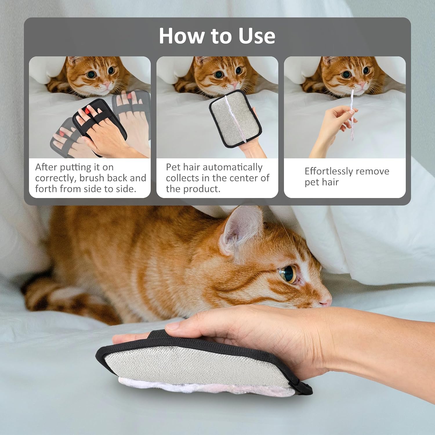Obfuscate pet hair cleaner glove lifting dog hair off car seat