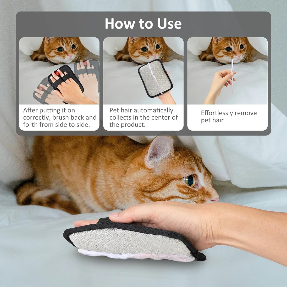 Obfuscate pet hair cleaner glove lifting dog hair off car seat