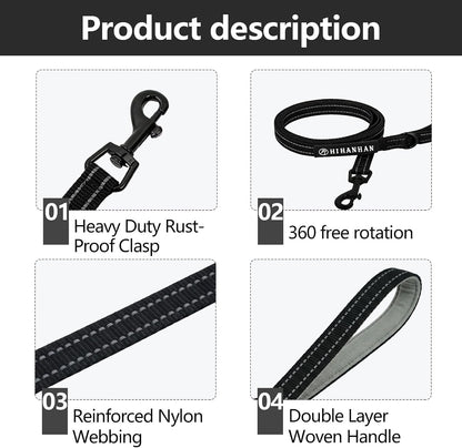 HIHANHAN traditional puppy lead close up showing the interwoven reflective stitching for high visibility night safety.