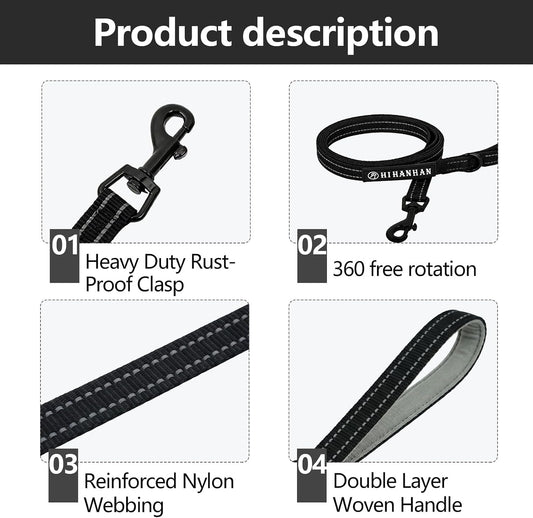 HIHANHAN traditional puppy lead close up showing the interwoven reflective stitching for high visibility night safety.