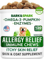 BARK&SPARK Dog Allergy Relief Soft Chews for Skin Health & Seasonal Allergies - Anti-Itch Supplement w/Omega-3, Quercetin & Bromelain Immune Treats for Dry Skin & Hot Spots - Chicken - 120ct - Image 11