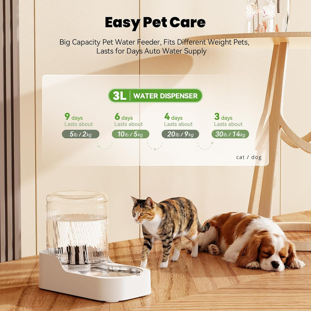 Gravity pet waterer four litre transparent tank detached from the base