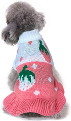 CHBORCHICEN Pet Dog Sweaters Classic Knitwear Turtleneck Winter Warm Puppy Clothing Cute Strawberry and Heart Doggie Sweater (Pink, Medium) - Image 12