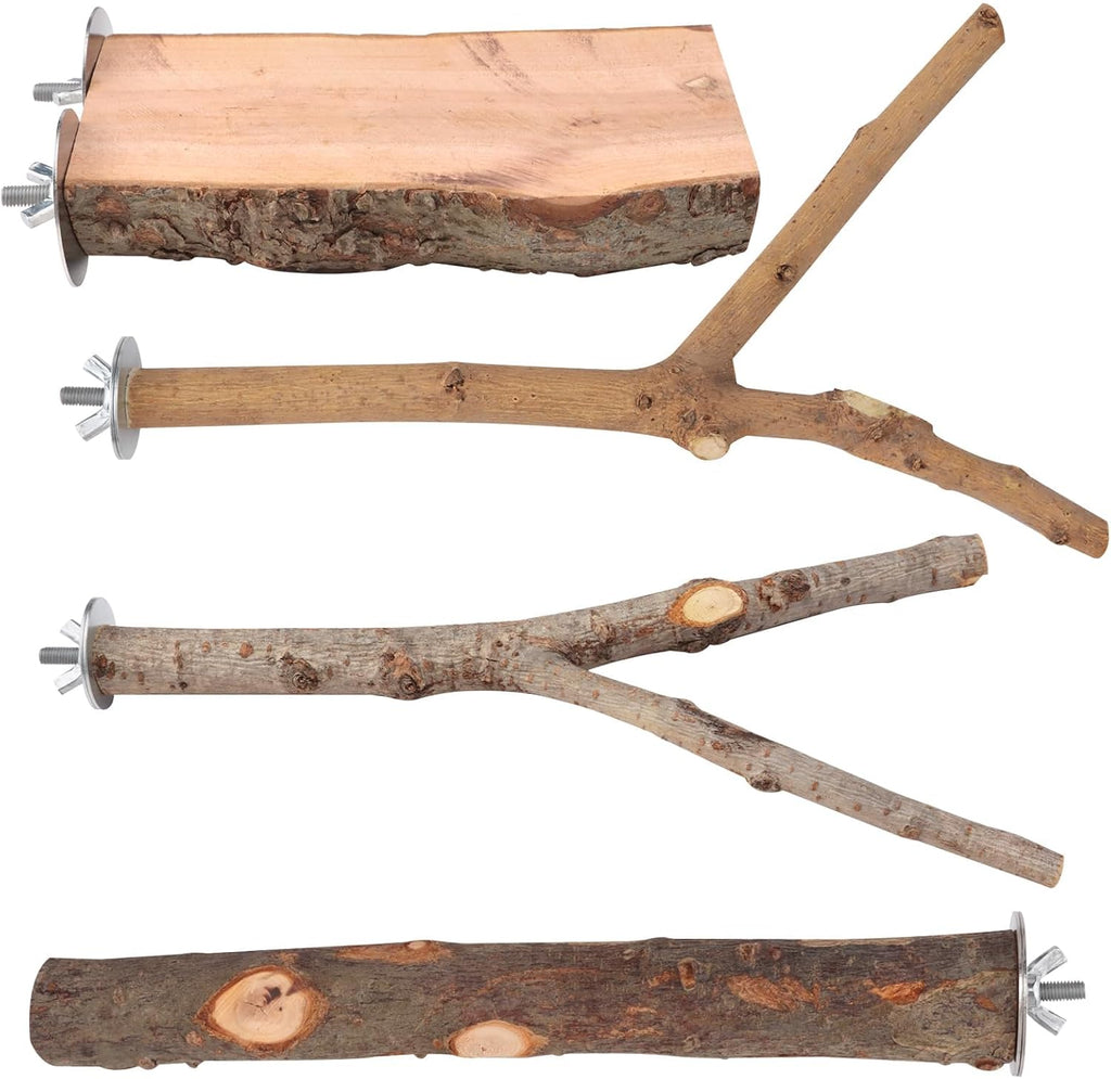 4 Pack Natural Wood Bird Perch Set for Parakeet Cage - Image 7
