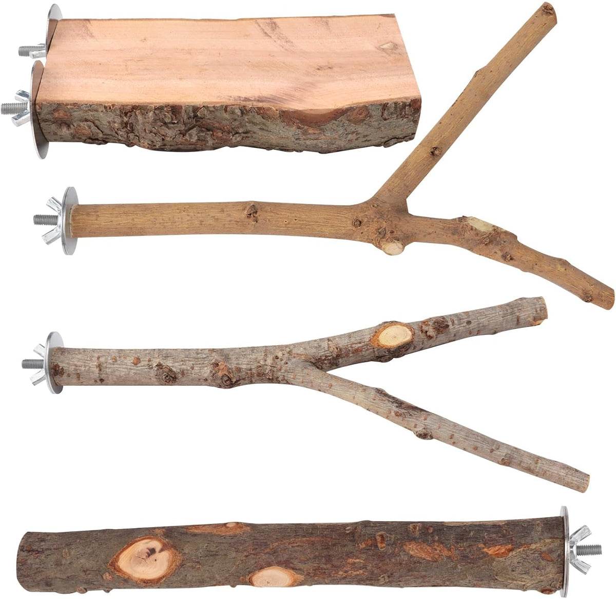 4 Pack Natural Wood Bird Perch Set for Parakeet Cage - Image 7